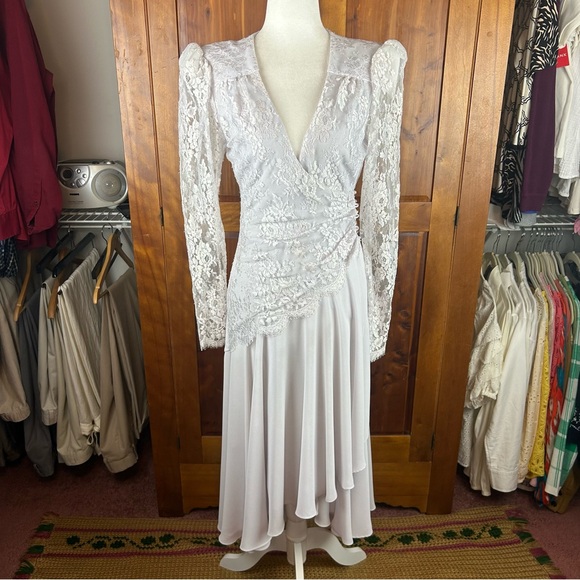 Casadei Lace Vintage Lavender Flowy Asymmetrical Hem Dress Fairycore Ethereal - Picture 1 of 17